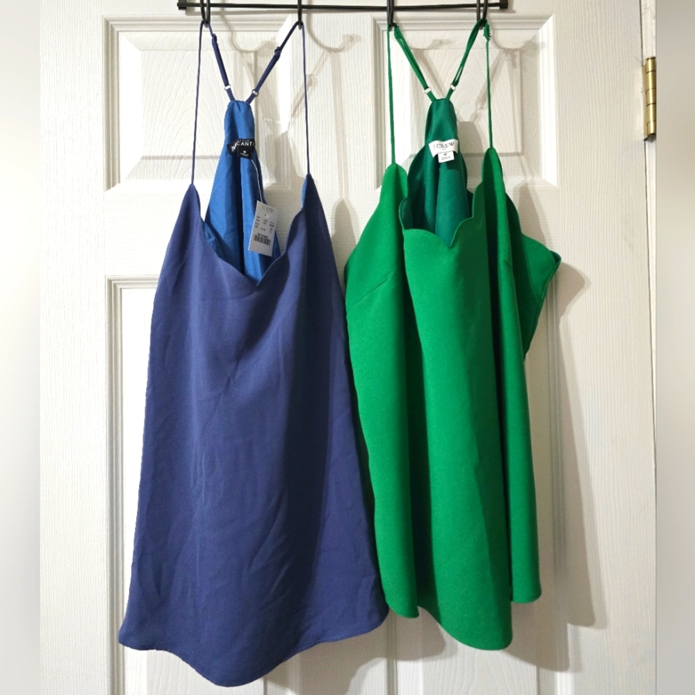 TWO J. Crew Scalloped Edge Racerback Tank Tops/Camis, Dressy & Feminine, NEW! - Picture 2 of 14